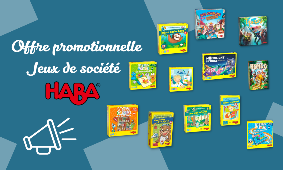 Promo Jeux Haba : 2 jeux achetés, le 3ème est offert Promo Jeux Haba : 2 jeux achetés, le 3ème est offert