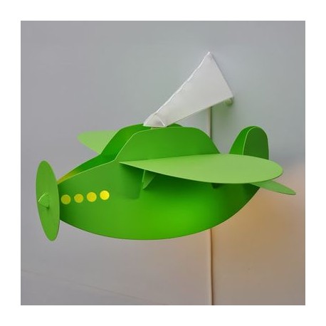 Lampe applique avion suspendu vert