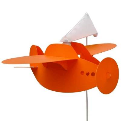 Applique murale avion suspendu orange