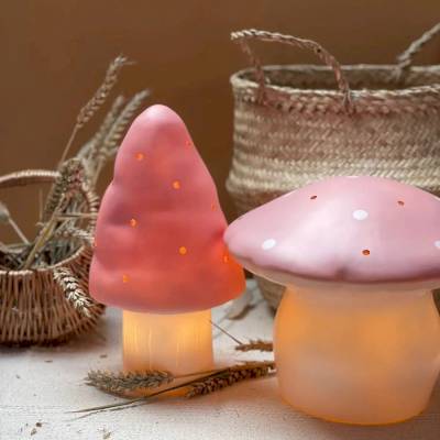 Petite lampe Champignon rose vintage