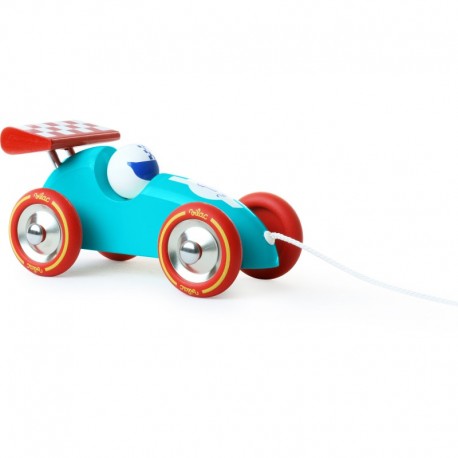 Voiture de course à trainer turquoise et rouge