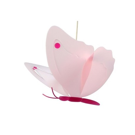 Lampe suspension papillon rose