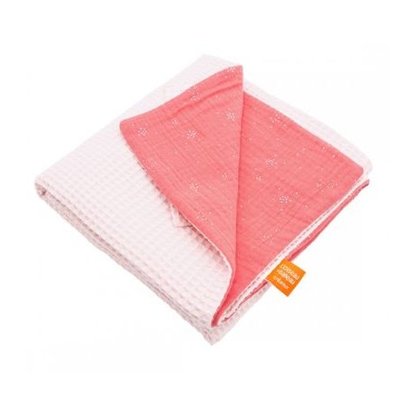 Couverture en nid d'abeille rose clair personnalisée