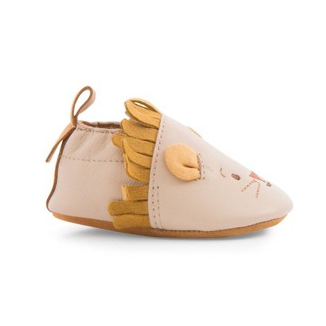 Chaussons cuir Lion beige Sous mon baobab 6-12M