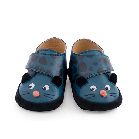 Chaussons cuir Panthère bleue Dans la Jungle 6-12M
