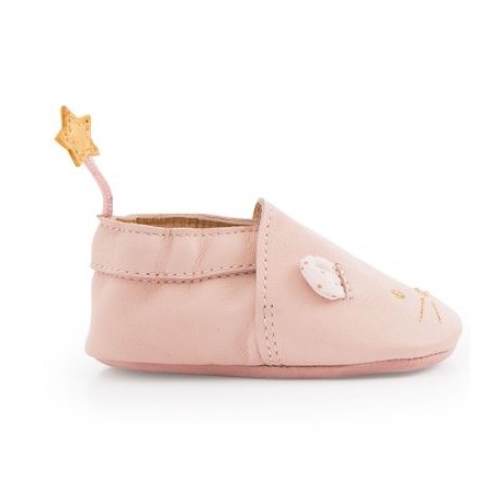 Chaussons cuir Souris rose Il était une Fois  0-6M