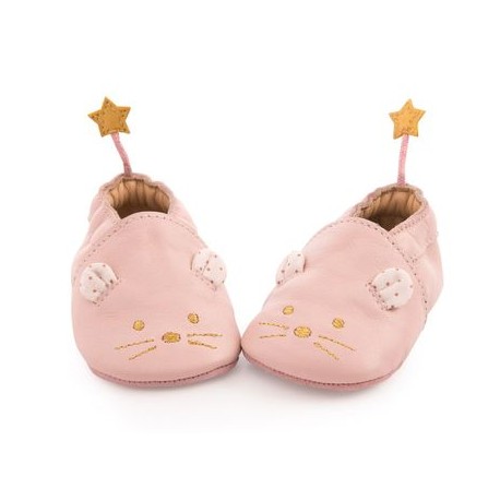 Chaussons cuir Souris rose Il était une Fois 18-24 mois
