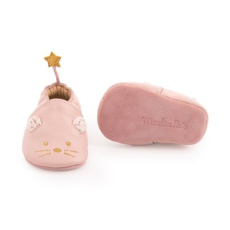 Chaussons cuir Souris rose Il était une Fois 18-24 mois
