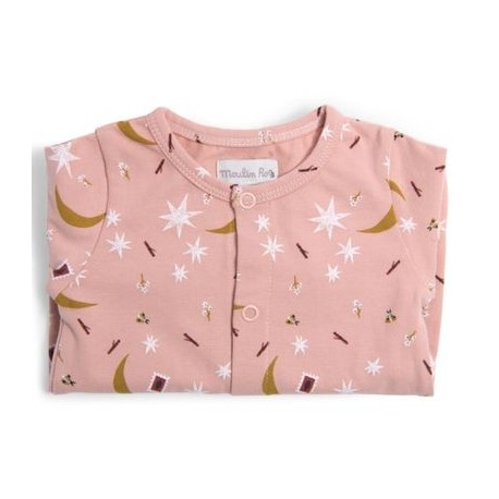 Pyjama jersey rose Etoiles Après la Pluie 1 mois
