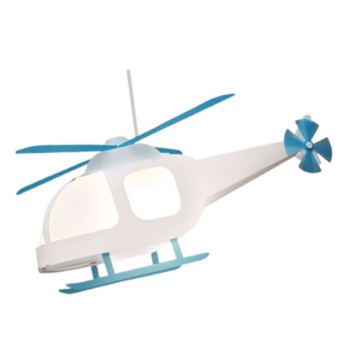 Lampe suspension hélicoptère blanche et turquoise