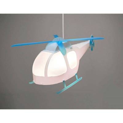 Lampe suspension hélicoptère blanche et turquoise - Coudert