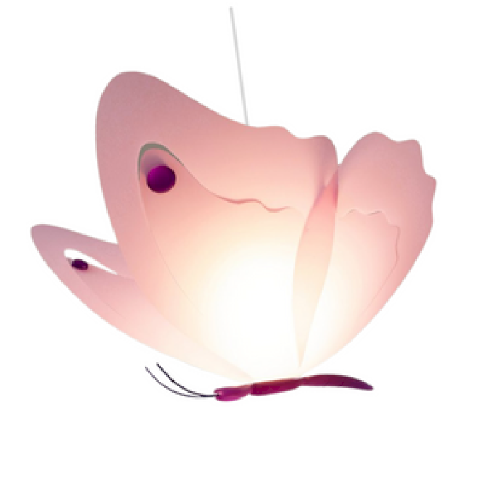 Lampe suspension papillon rose et lilas - Coudert