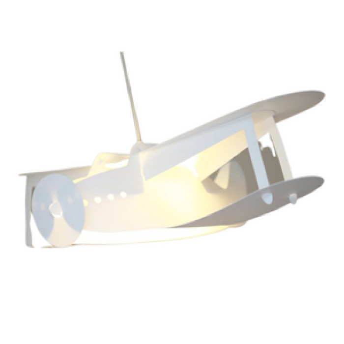 Lampe suspension avion biplan blanc - Coudert