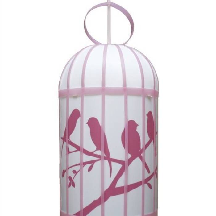 Suspension cage à oiseaux rose