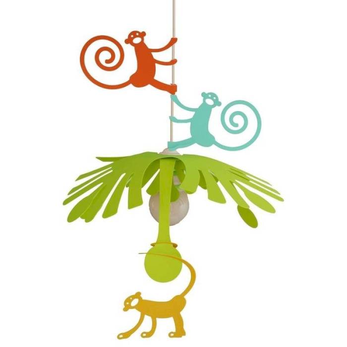Lampe suspension enfant singes - Coudert