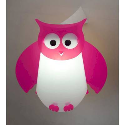 Lampe applique murale en forme d'hibou fuchsia - Coudert