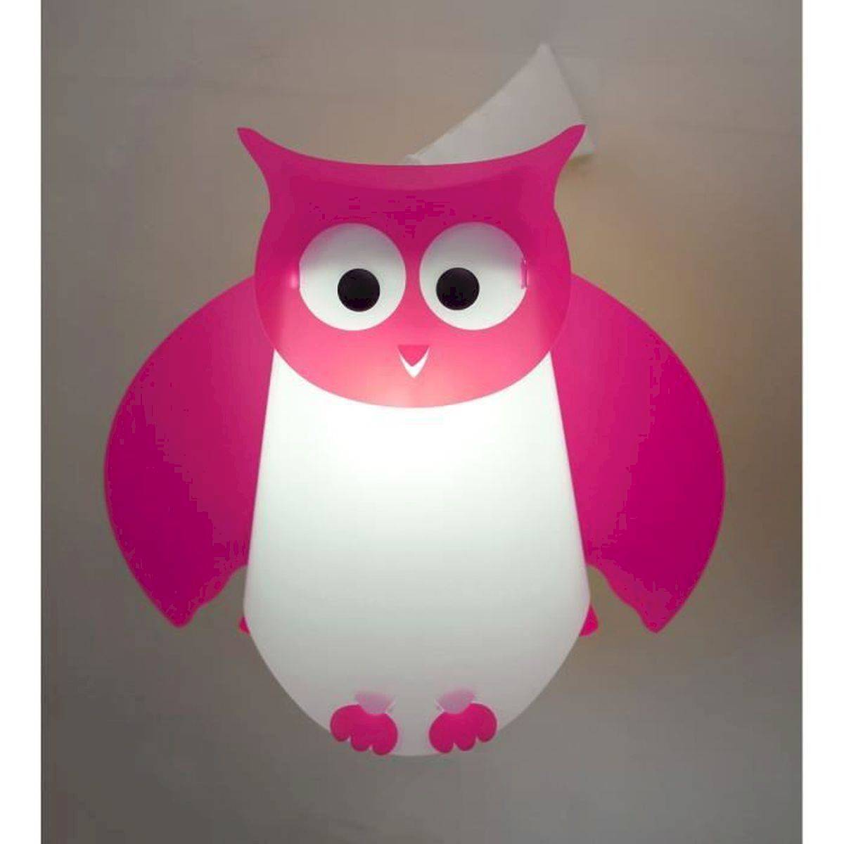 Lampe applique murale en forme d'hibou fuchsia - Coudert