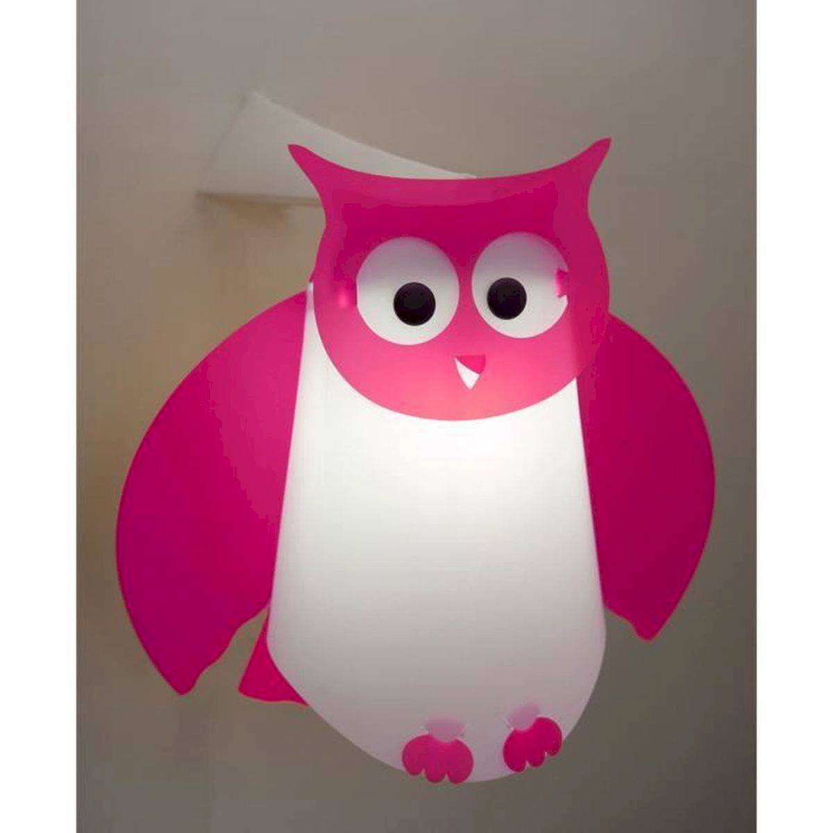 Lampe applique murale en forme d'hibou fuchsia - Coudert