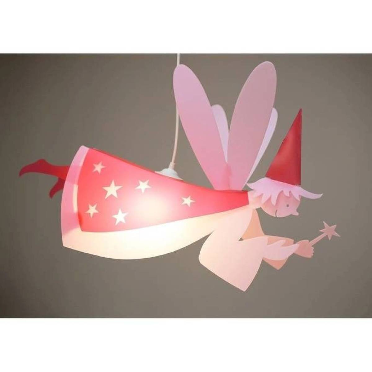 lampe suspension enfant fée rose et framboise - Coudert