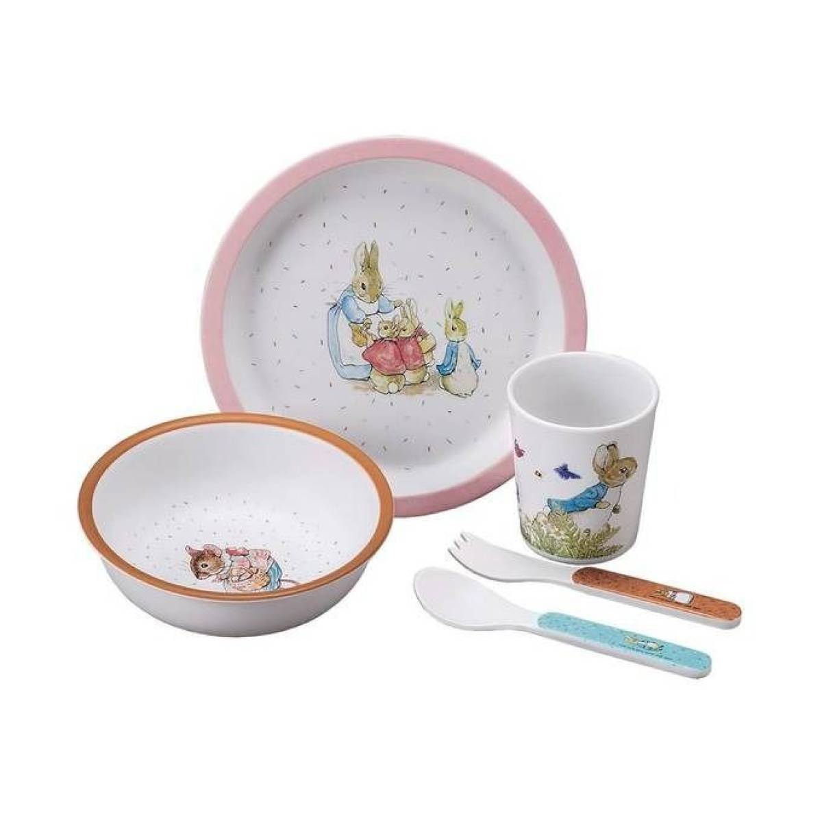 Coffret repas Peter Rabbit rose - Petit Jour