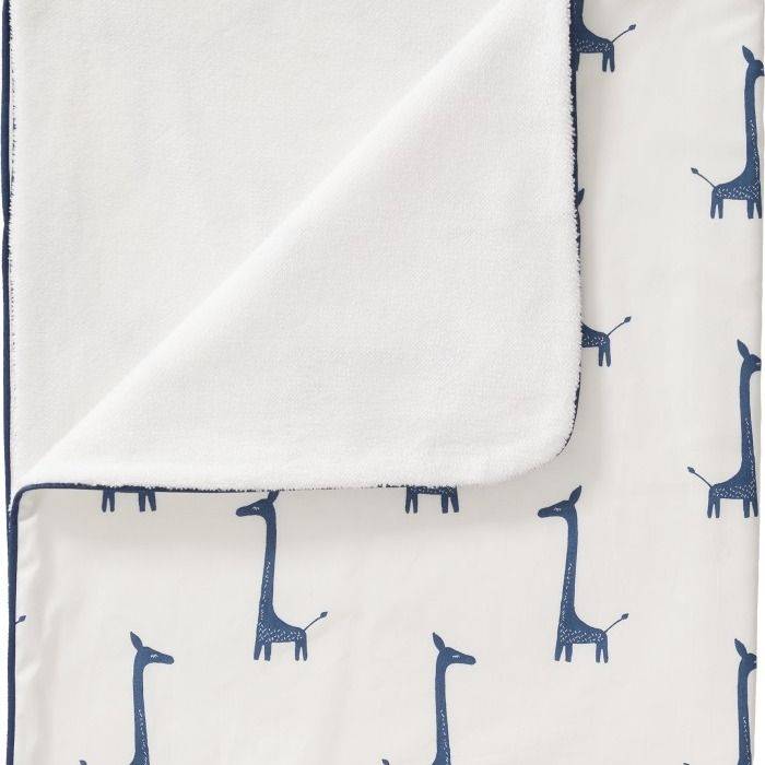 Couverture 100x150 cm en coton et velours Girafe bleu - Fresk