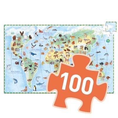 Puzzle 100 pièces et son livre - Animaux du monde