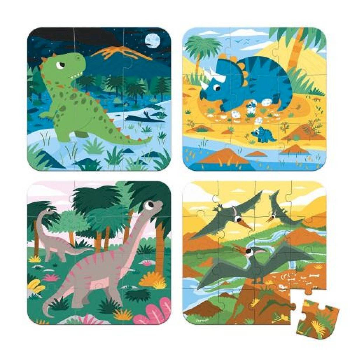 Puzzles évolutifs dinosaures - 4 puzzles