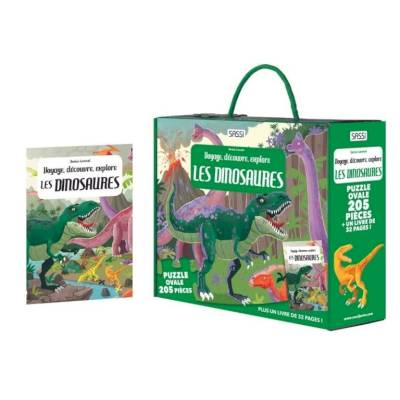 Coffret livre et puzzle 205 pièces - Les dinosaures