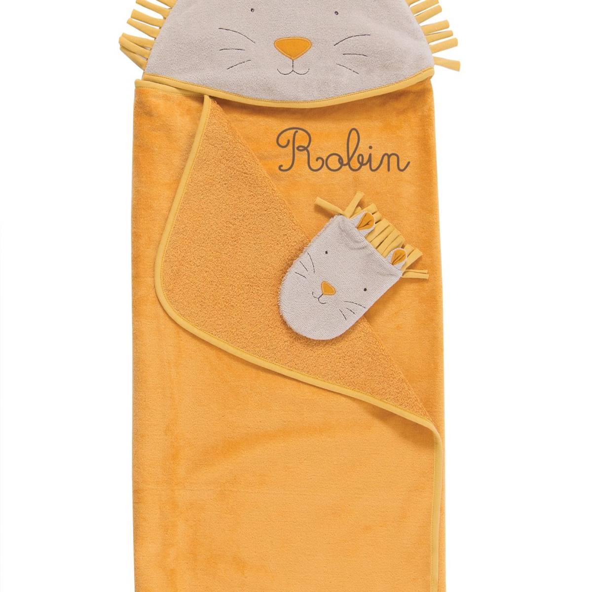 Sortie de bain personnalisée Lion sous mon baobab