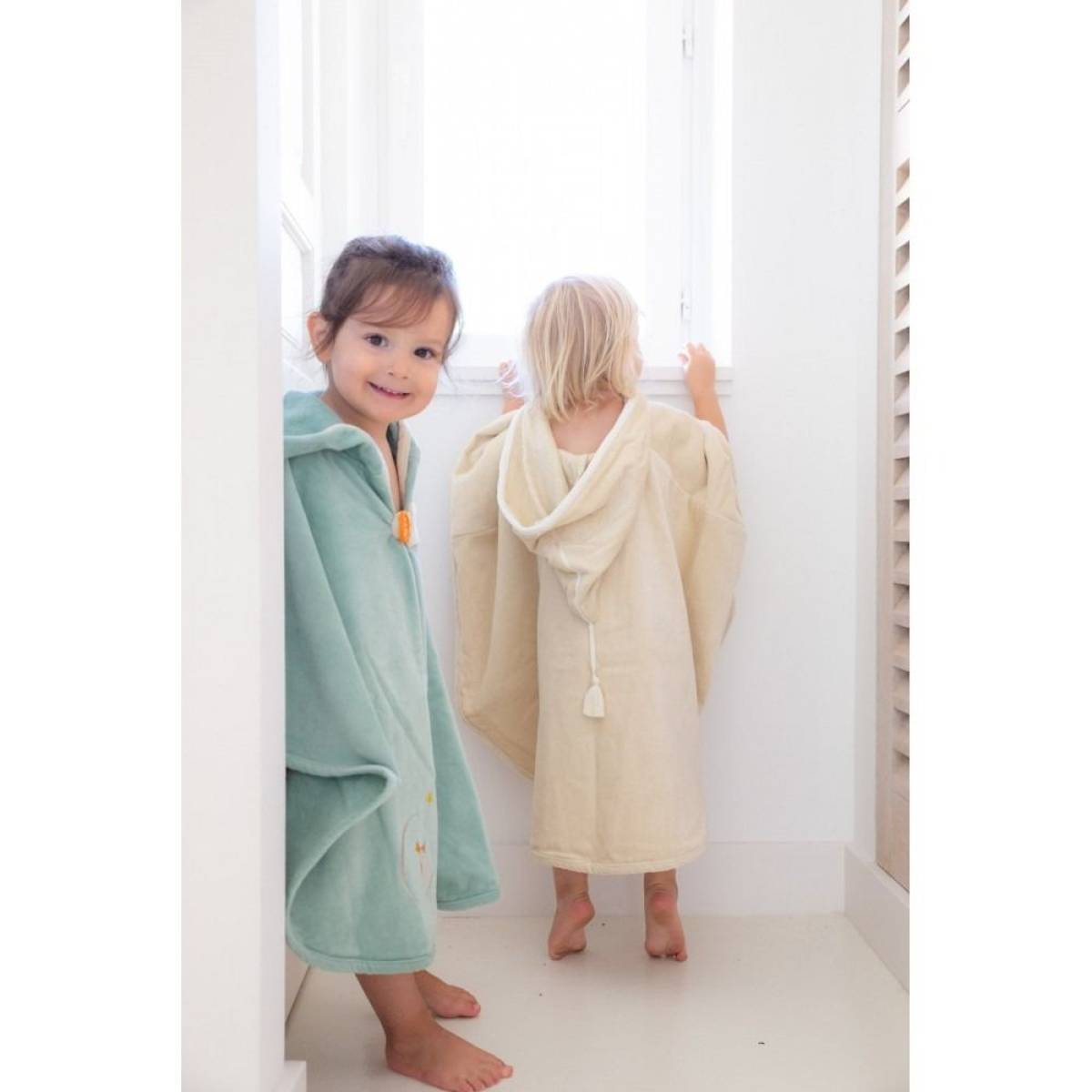 Cape de bain Pingouin vert personnalisée
