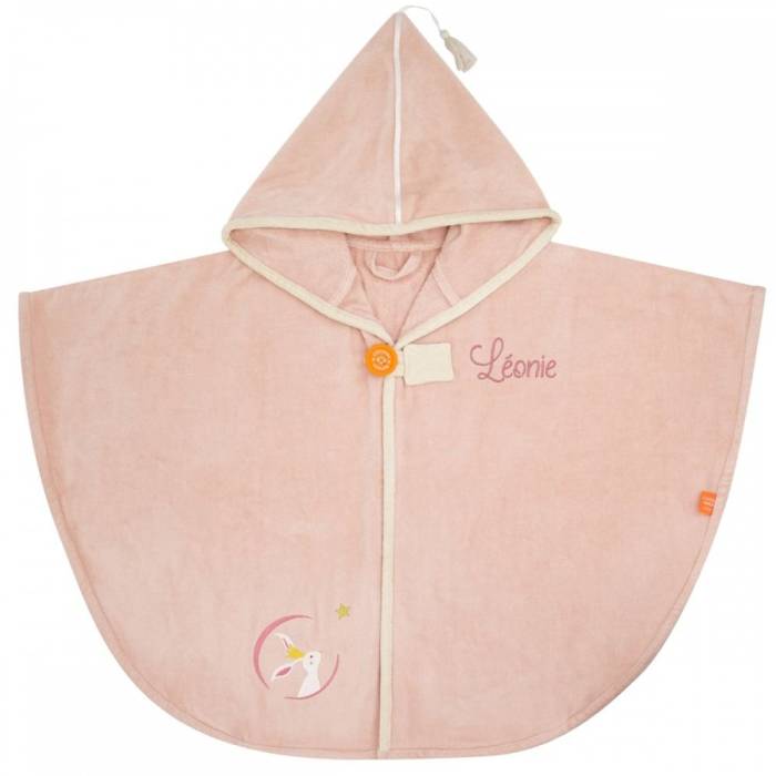 Cape de bain Lapin rose personnalisée