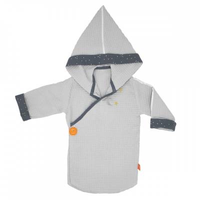 Peignoir kimono personnalisé nid d'abeille gris clair