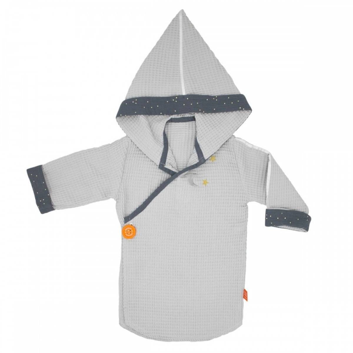 Peignoir kimono personnalisé nid d'abeille gris clair