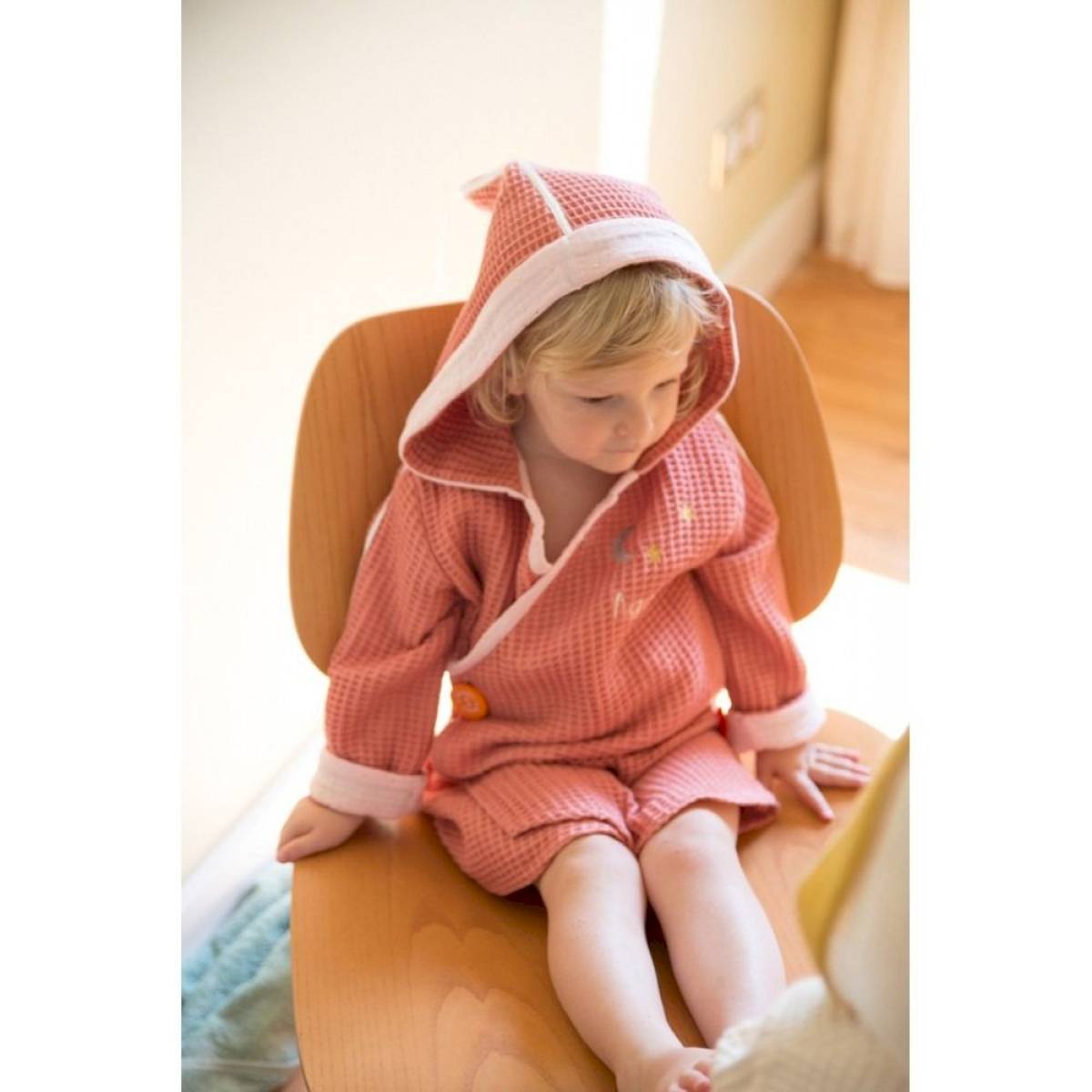 Peignoir kimono personnalisé nid d'abeille marsala