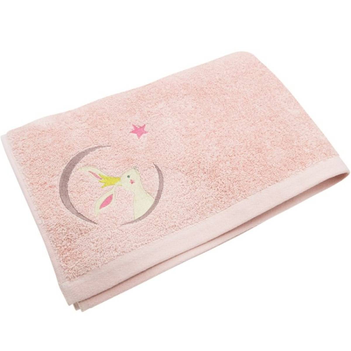 Serviette de bain rose Lapin 50x100cm