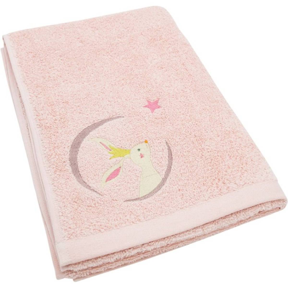 Serviette de bain rose Lapin 50x100cm