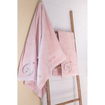 Serviette de bain rose Lapin 50x100cm