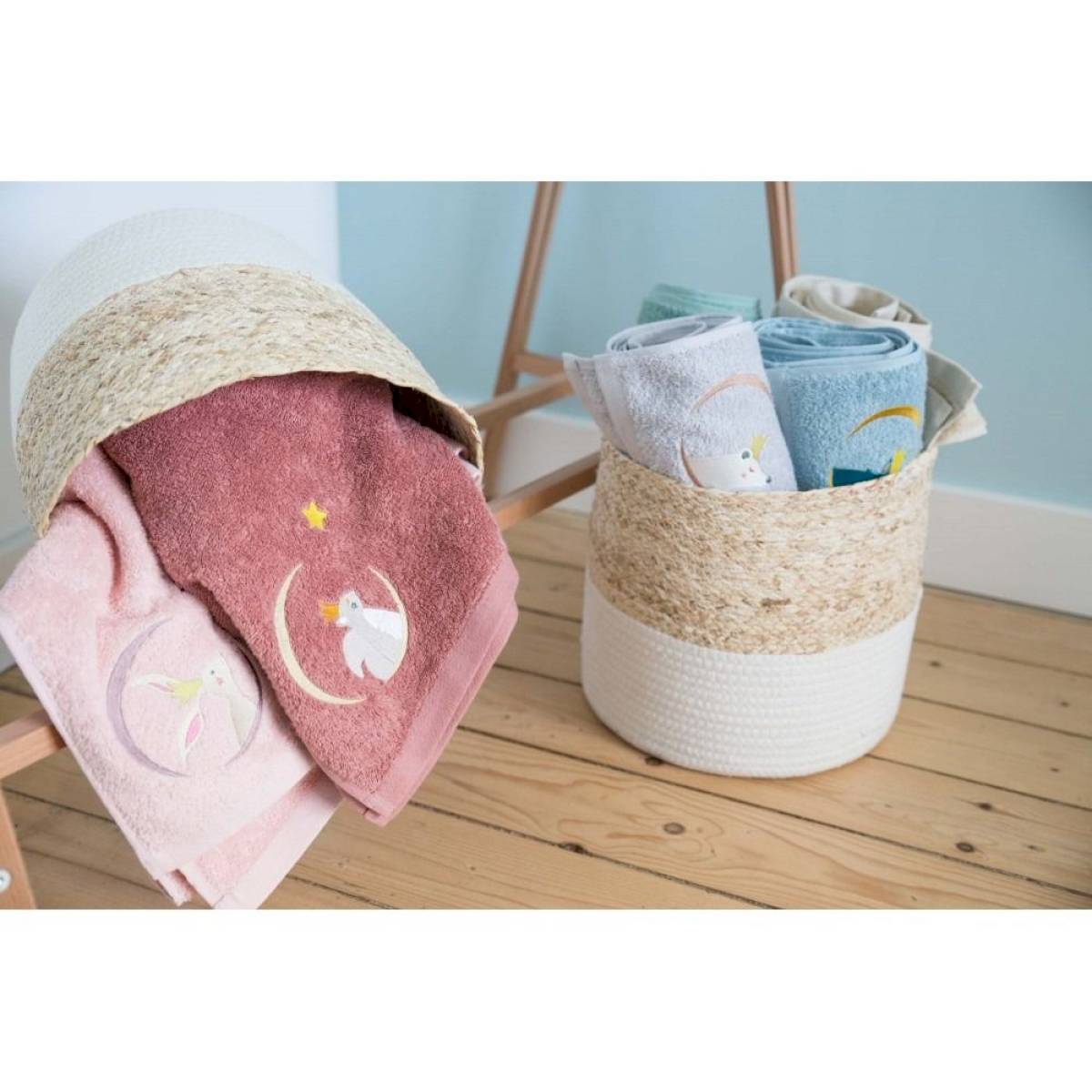 Serviette de bain rose Lapin 50x100cm