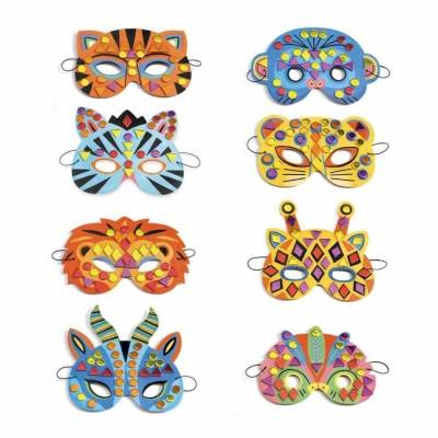 Masques mosaïques à décorer DIY - Animaux de la jungle