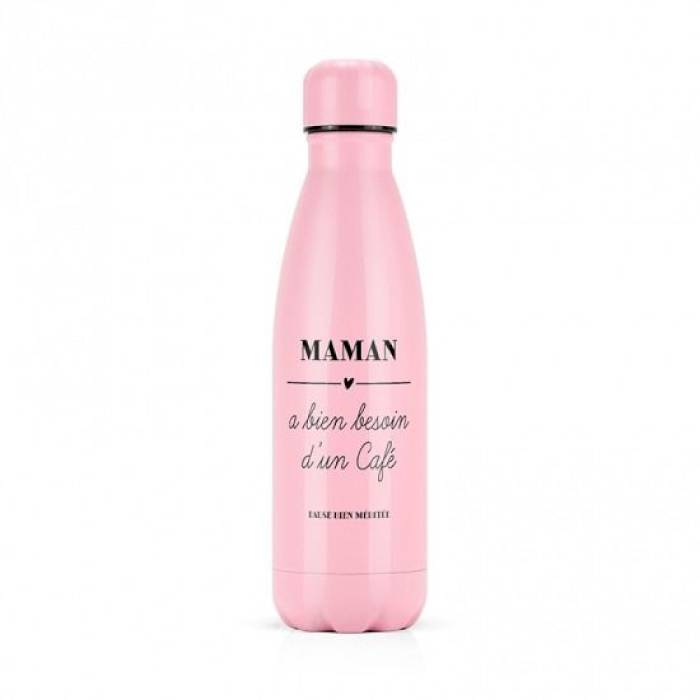 Gourde rose Maman a bien besoin d'un café 500ml - Label'tour