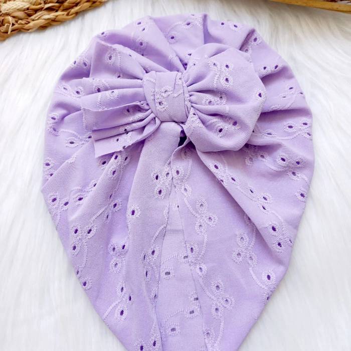 Turban bébé noeud lila