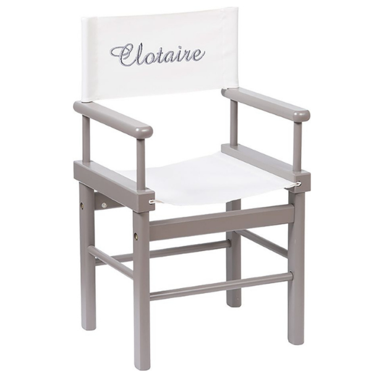 Fauteuil metteur en scène gris personnalisé