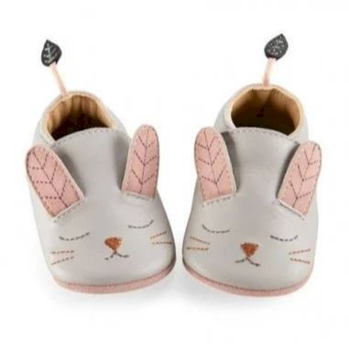 Chaussons Cuir Lapin Gris 0/6 m