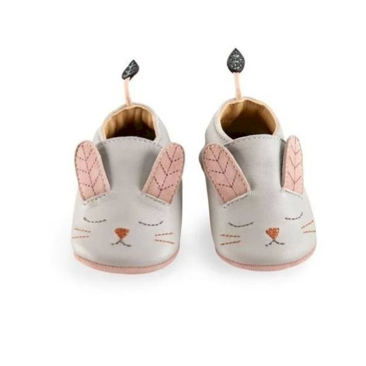 Chaussons Cuir Lapin Gris 0/6 m