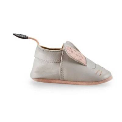 Chaussons Cuir Lapin Gris 0/6 m