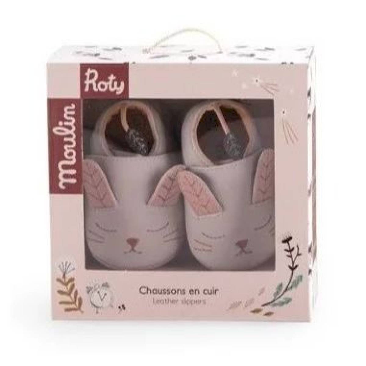 Chaussons Cuir Lapin Gris 6/12 m