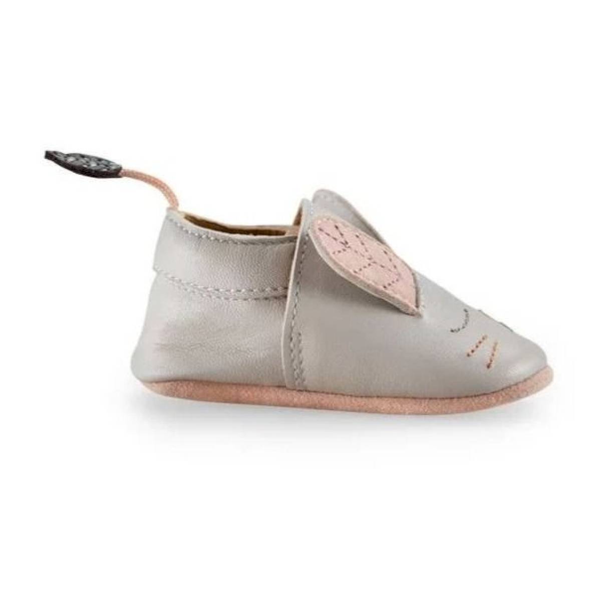 Chaussons Cuir Lapin Gris 6/12 m