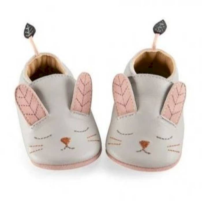 Chaussons Cuir Lapin Gris Après la pluie 18/24m