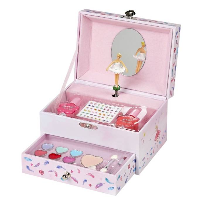 Boîte à bijoux musicale et set de maquillage