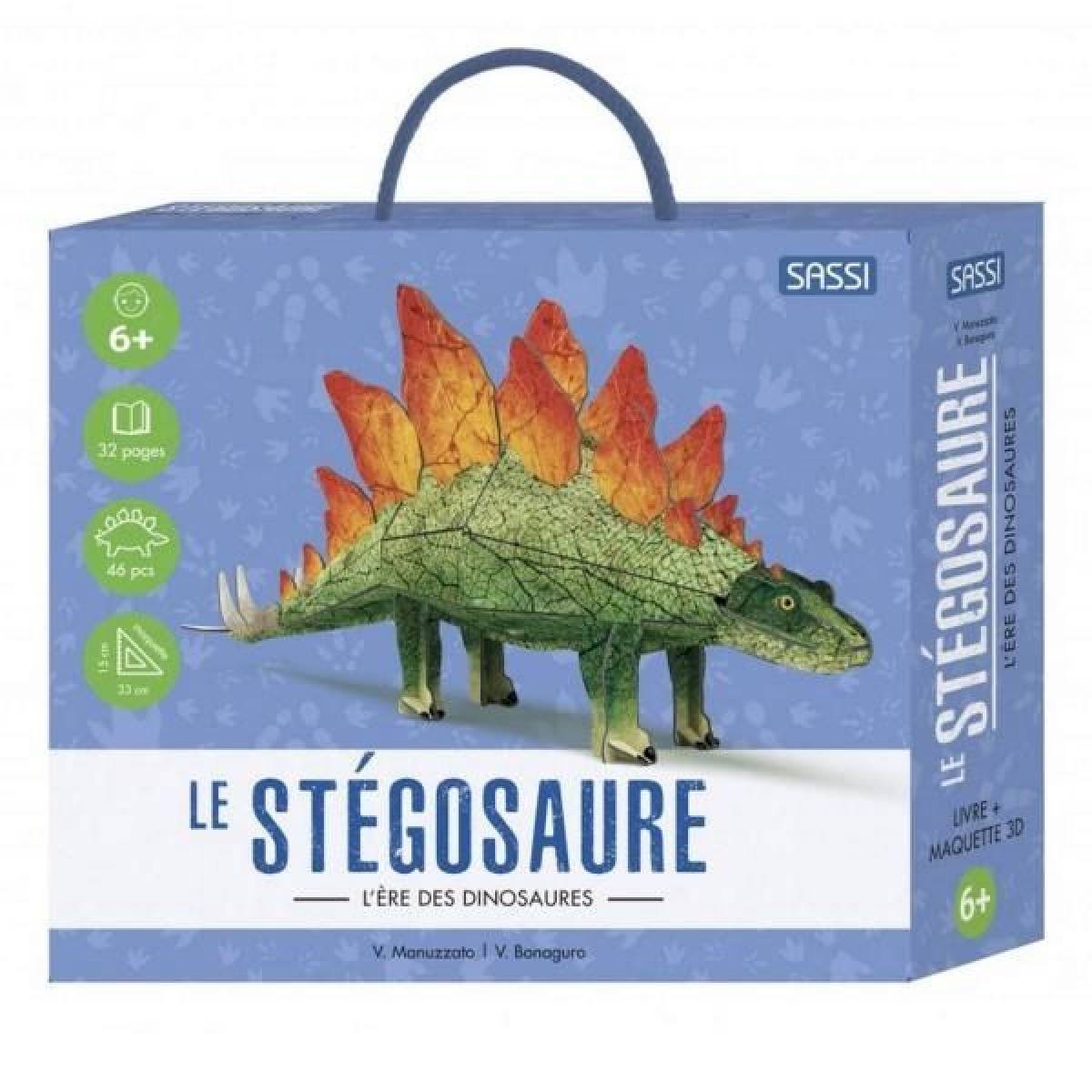 Livre et petite maquette stégosaure 3D